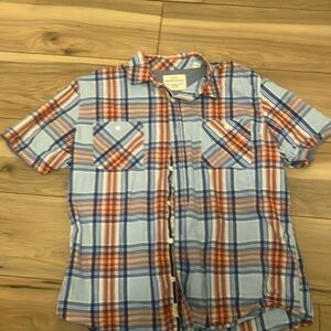 Weatherproof Blue and Orange Casual Button Down Shirt